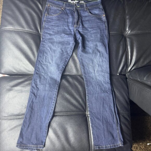 Wrangler Retro Men's Slim Fit Straight Leg Cowboy Western Jeans Blue Denim 33x34 - Picture 1 of 16